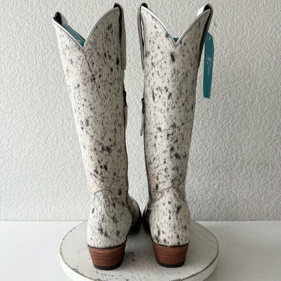 Lane Boots Womens Cowhide Cowboy Boots Tall Black Western Cow Skin Size 7 NEW - Picture 4 of 12